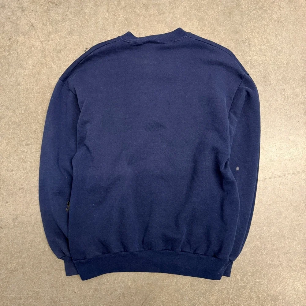 Vintage Jerzees NuBlend Sweatshirt Navy Blue Crewneck Made in USA Large 90s